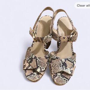 Kate Spade Cream and Brown Sandals with Criss-Cross Design